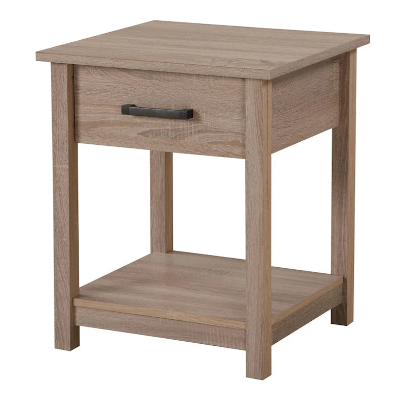 Modern 1-Drawer Wooden Nightstand with Open Shelf