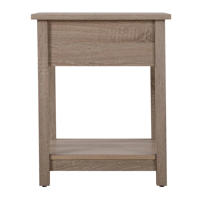 Modern 1-Drawer Wooden Nightstand with Open Shelf