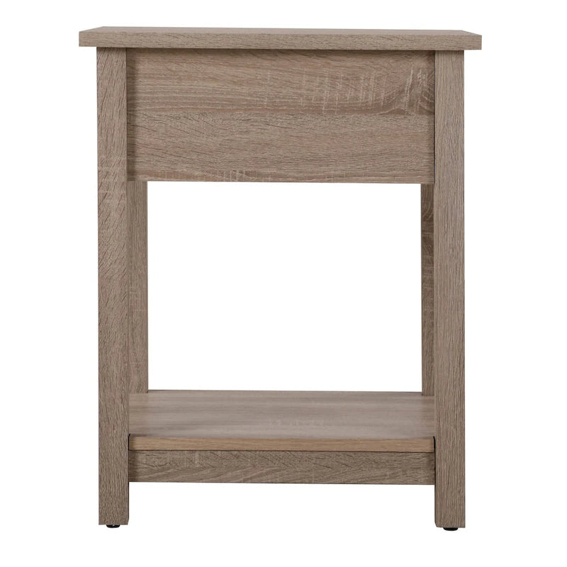 Modern 1-Drawer Wooden Nightstand with Open Shelf