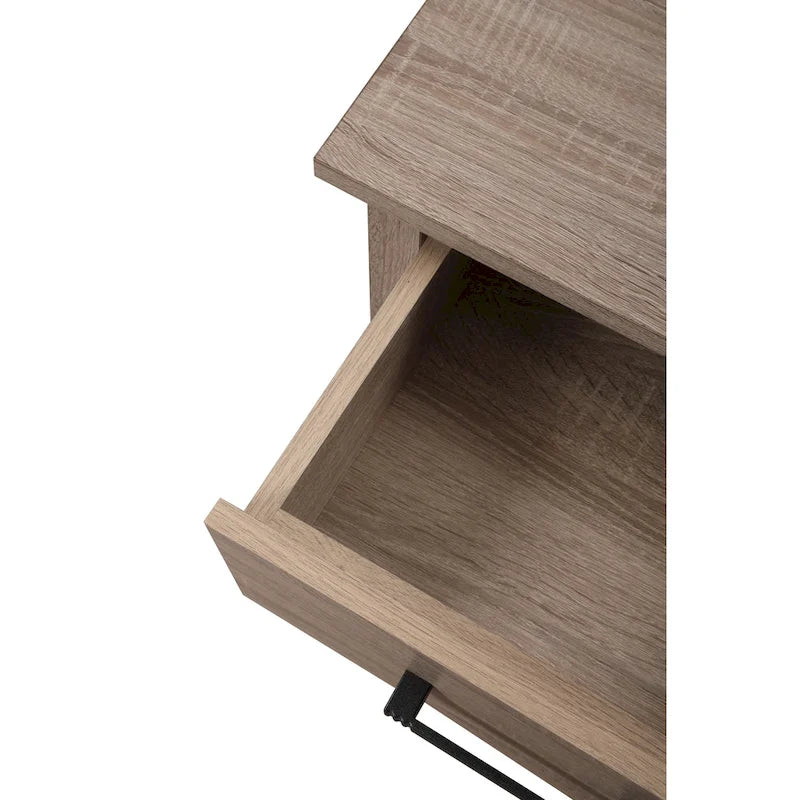 Modern 1-Drawer Wooden Nightstand with Open Shelf