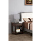 Modern 1-Drawer Wooden Nightstand with Open Shelf