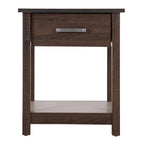 Modern 1-Drawer Wooden Nightstand with Open Shelf