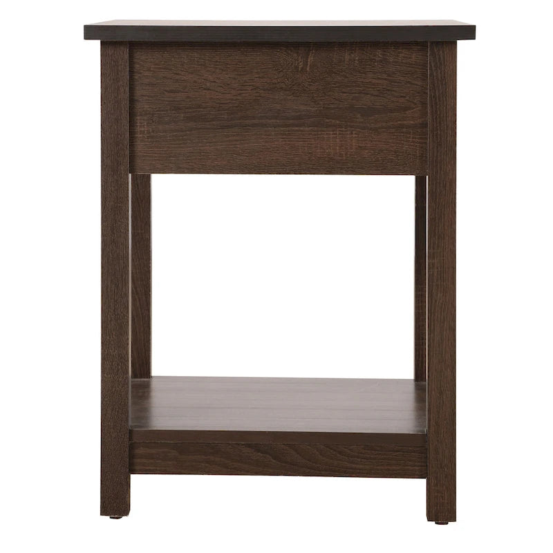 Modern 1-Drawer Wooden Nightstand with Open Shelf