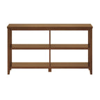 54-Inch Wide Low Wood Bookcase with 2 Shelves, Walnut
