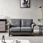 Fabric and Faux Leather Sofa with Removable Storage