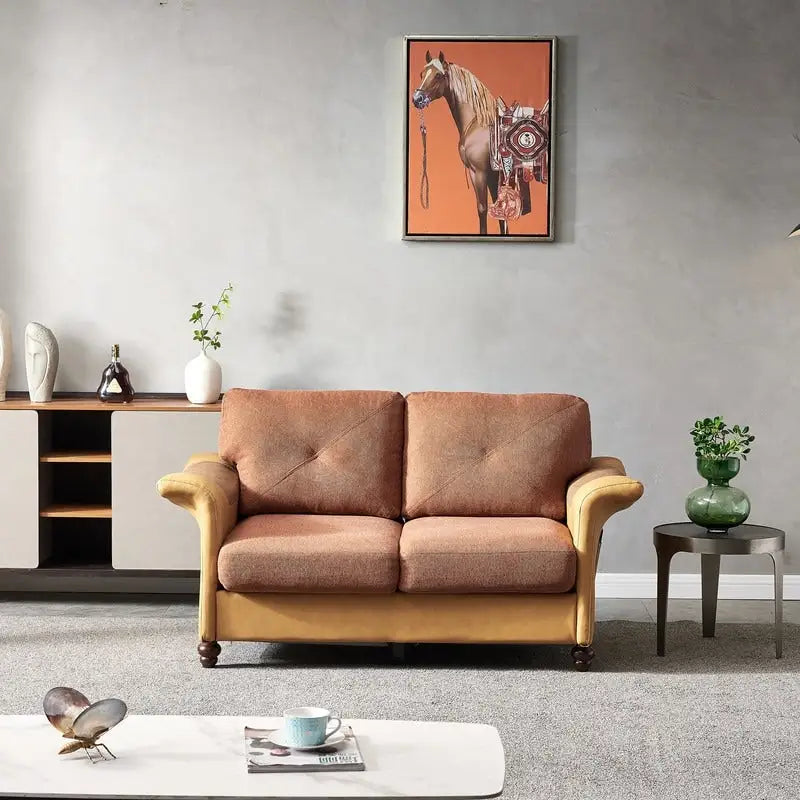 Fabric and Faux Leather Sofa with Removable Storage