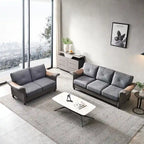 Fabric and Faux Leather Sofa with Removable Storage