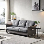 Fabric and Faux Leather Sofa with Removable Storage