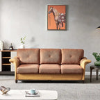 Fabric and Faux Leather Sofa with Removable Storage