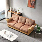 Fabric and Faux Leather Sofa with Removable Storage