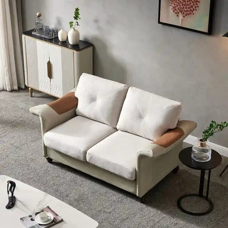 Fabric and Faux Leather Sofa with Removable Storage