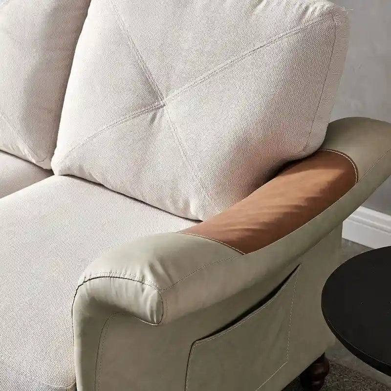 Fabric and Faux Leather Sofa with Removable Storage