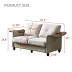 Fabric and Faux Leather Sofa with Removable Storage