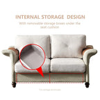 Fabric and Faux Leather Sofa with Removable Storage