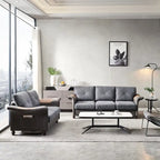 Fabric and Faux Leather Sofa with Removable Storage