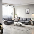 Fabric and Faux Leather Sofa with Removable Storage