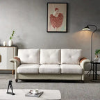 Fabric and Faux Leather Sofa with Removable Storage