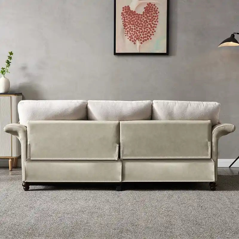 Fabric and Faux Leather Sofa with Removable Storage
