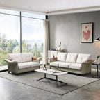 Fabric and Faux Leather Sofa with Removable Storage