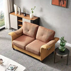 Fabric and Faux Leather Sofa with Removable Storage