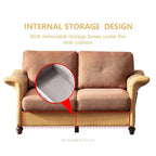 Fabric and Faux Leather Sofa with Removable Storage