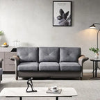 Fabric and Faux Leather Sofa with Removable Storage