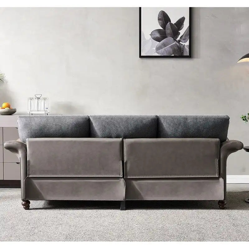 Fabric and Faux Leather Sofa with Removable Storage