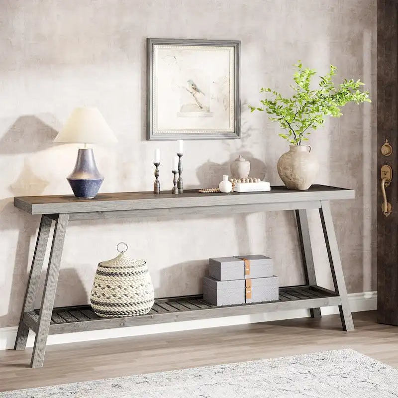 70.9-Inch 2-Tier Farmhouse Console Table