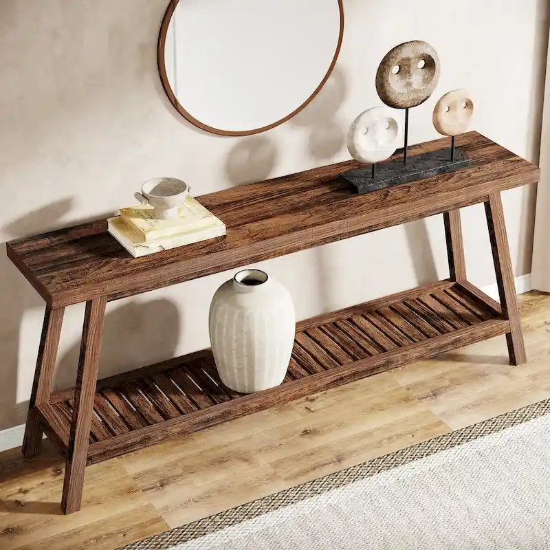 70.9-Inch 2-Tier Farmhouse Console Table