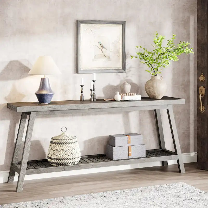 70.9-Inch 2-Tier Farmhouse Console Table