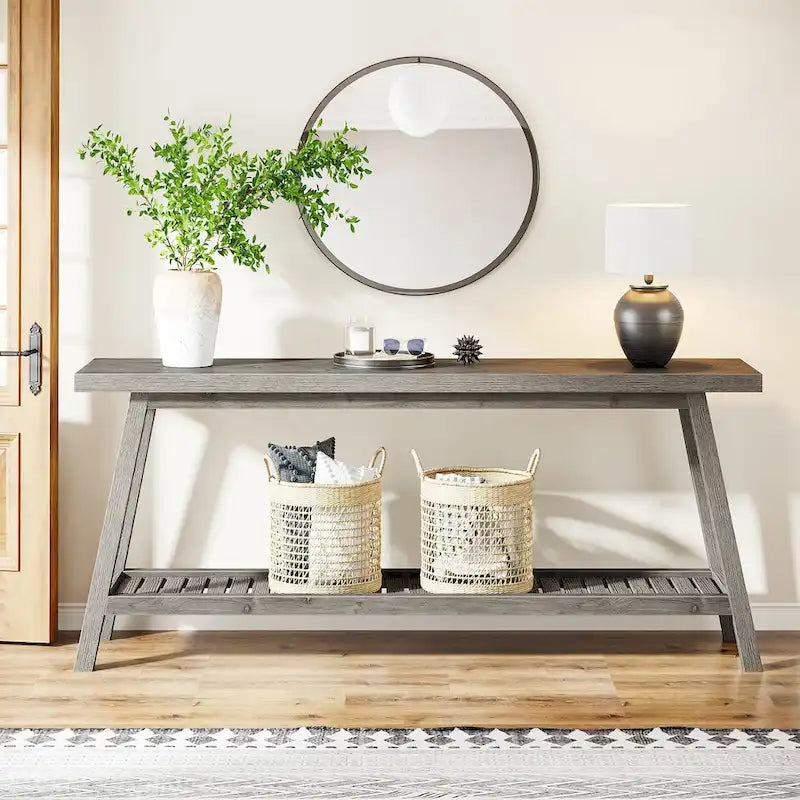 70.9-Inch 2-Tier Farmhouse Console Table