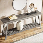 70.9-Inch 2-Tier Farmhouse Console Table