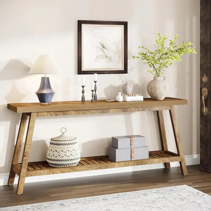 70.9-Inch 2-Tier Farmhouse Console Table