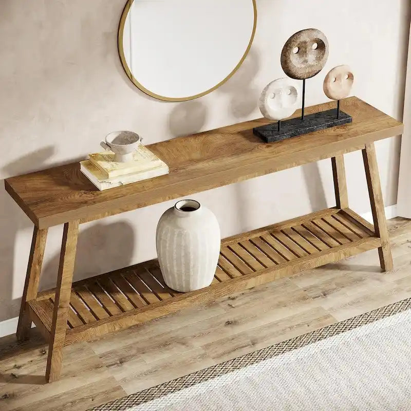 70.9-Inch 2-Tier Farmhouse Console Table
