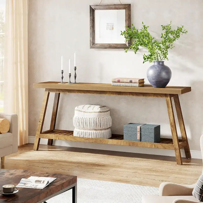 70.9-Inch 2-Tier Farmhouse Console Table
