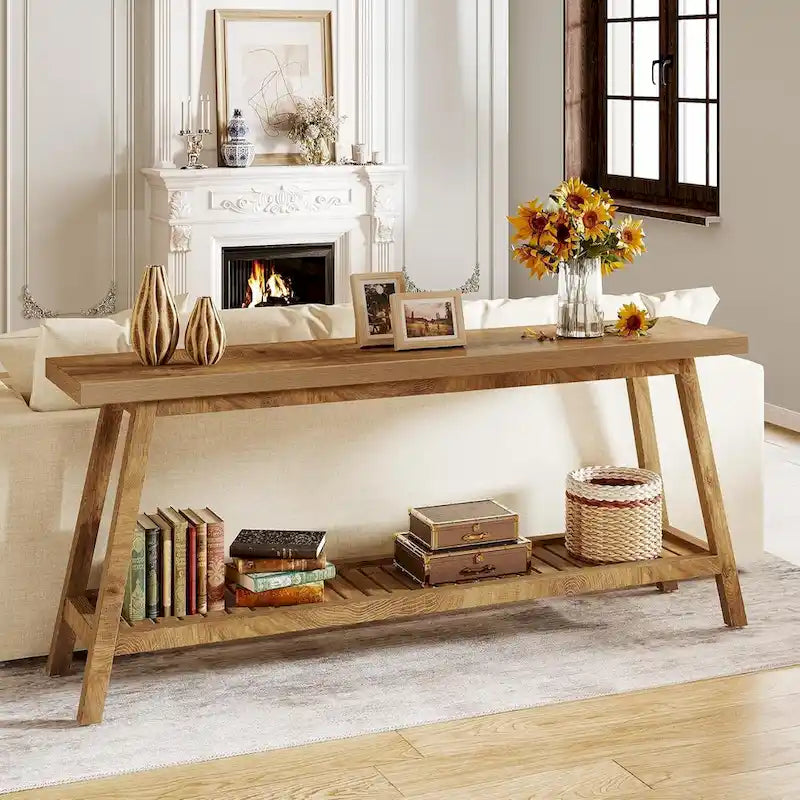 70.9-Inch 2-Tier Farmhouse Console Table