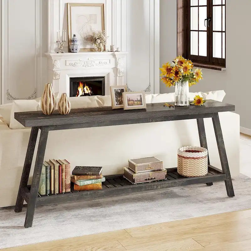 70.9-Inch 2-Tier Farmhouse Console Table