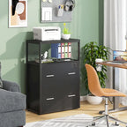 2-Drawer Lockable Lateral File Cabinet with Open Shelves