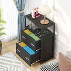 2-Drawer Lockable Lateral File Cabinet with Open Shelves