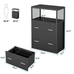 2-Drawer Lockable Lateral File Cabinet with Open Shelves