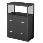 2-Drawer Lockable Lateral File Cabinet with Open Shelves