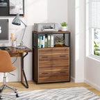 2-Drawer Lockable Lateral File Cabinet with Open Shelves