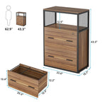 2-Drawer Lockable Lateral File Cabinet with Open Shelves