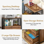 2-Drawer Lockable Lateral File Cabinet with Open Shelves