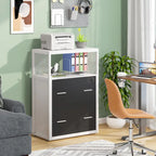 2-Drawer Lockable Lateral File Cabinet with Open Shelves