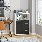 2-Drawer Lockable Lateral File Cabinet with Open Shelves
