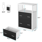 2-Drawer Lockable Lateral File Cabinet with Open Shelves
