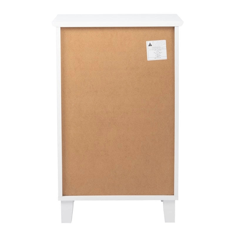 White MDF Nightstand with Two Drawers