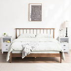 White MDF Nightstand with Two Drawers