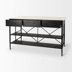 White Marble Kitchen Island with Black Iron Base